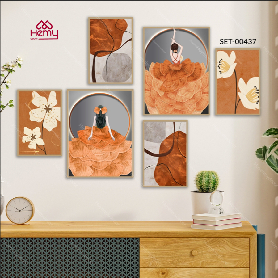 SET 6 Tranh Dán Cô Gái Nghệ Thuật, Nhiều Mẫu Trendy, Decor Phòng Khách, Phòng Ngủ, Spa, LiveStream- HeMy Decor