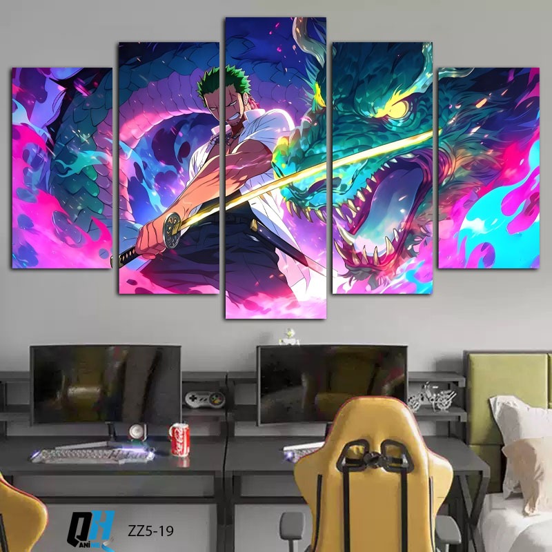 Bộ 5 Tấm Tranh Zozo Onepiece Dán Tường Fomex 5mm Dán Keo Trang Trí Nhà Cửa,Phòng Game,QH Anime Decor