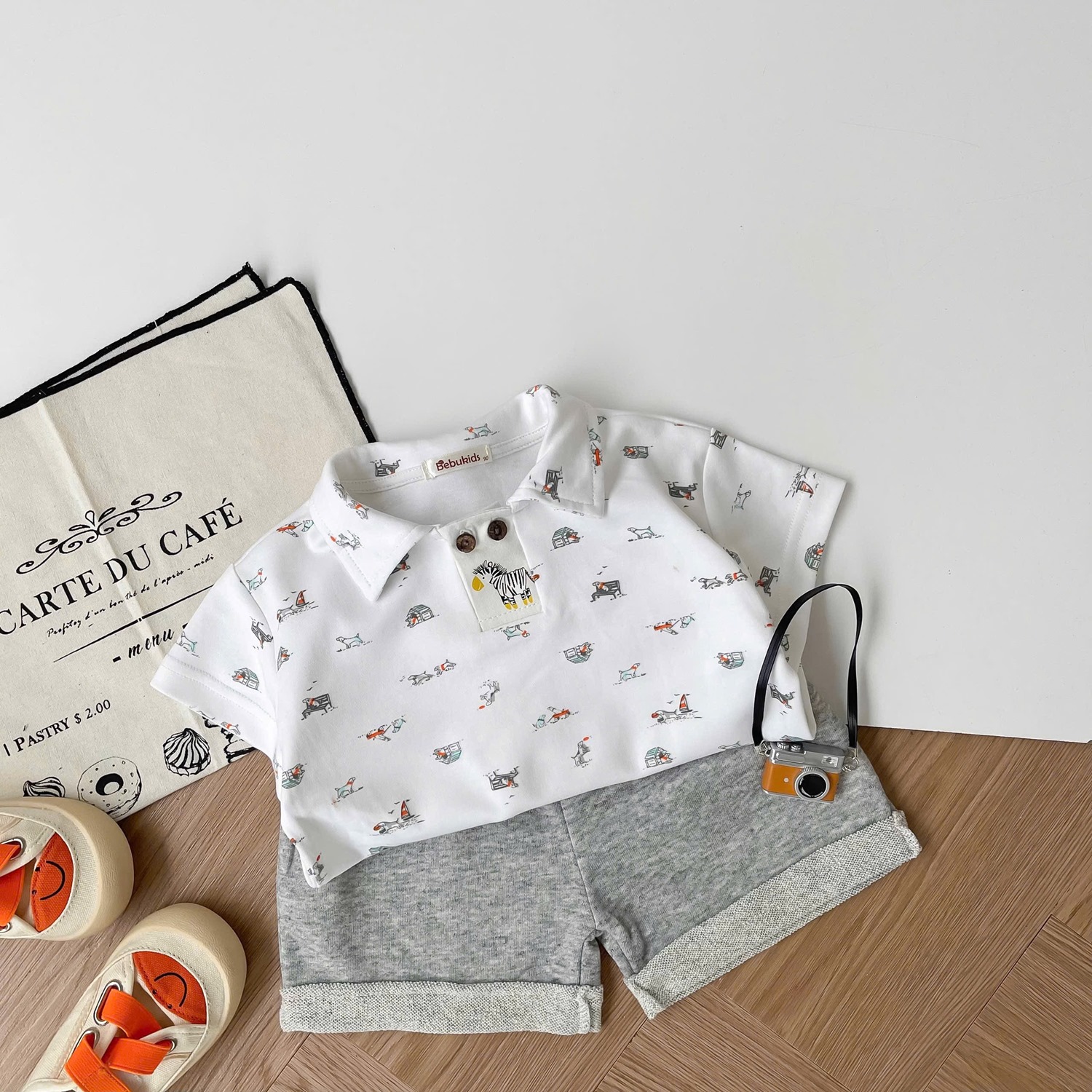 SB2052A- bộ polo cộc nẹp in ngựa, chuột ngôi nhà