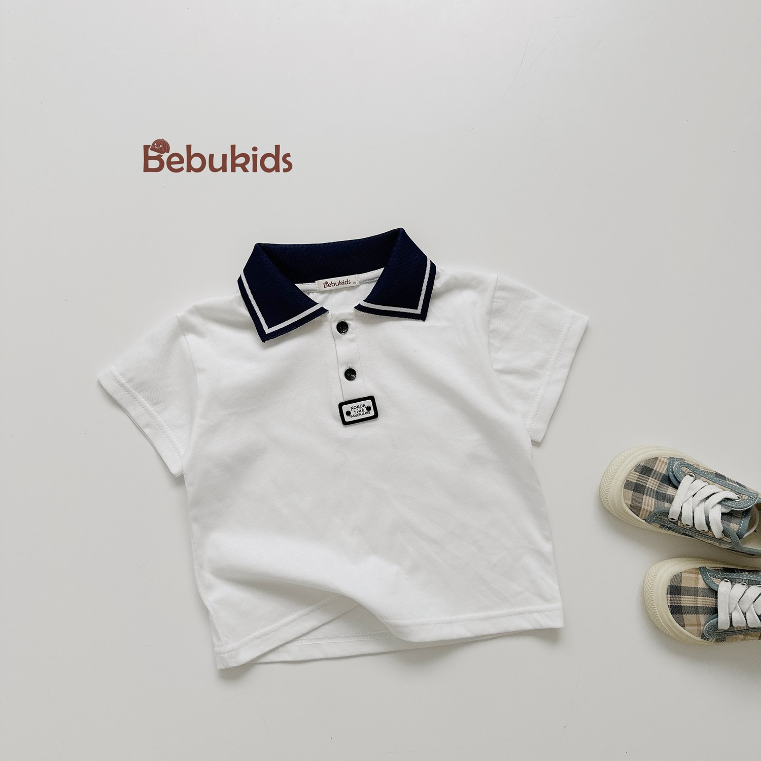 A2308- áo polo phối cổ đính logo dưới nep trắng