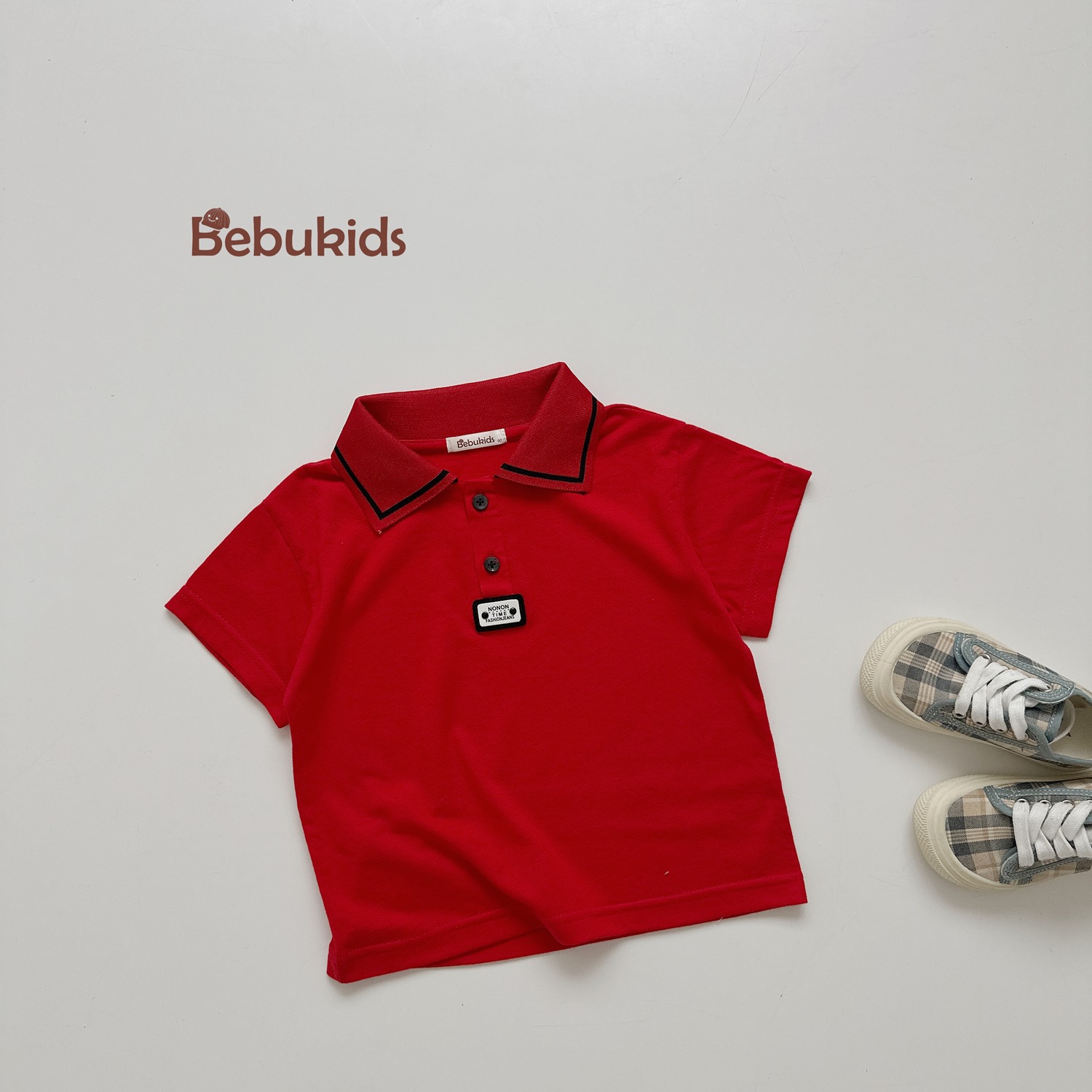 A2308- áo polo phối cổ đính logo dưới nep đỏ