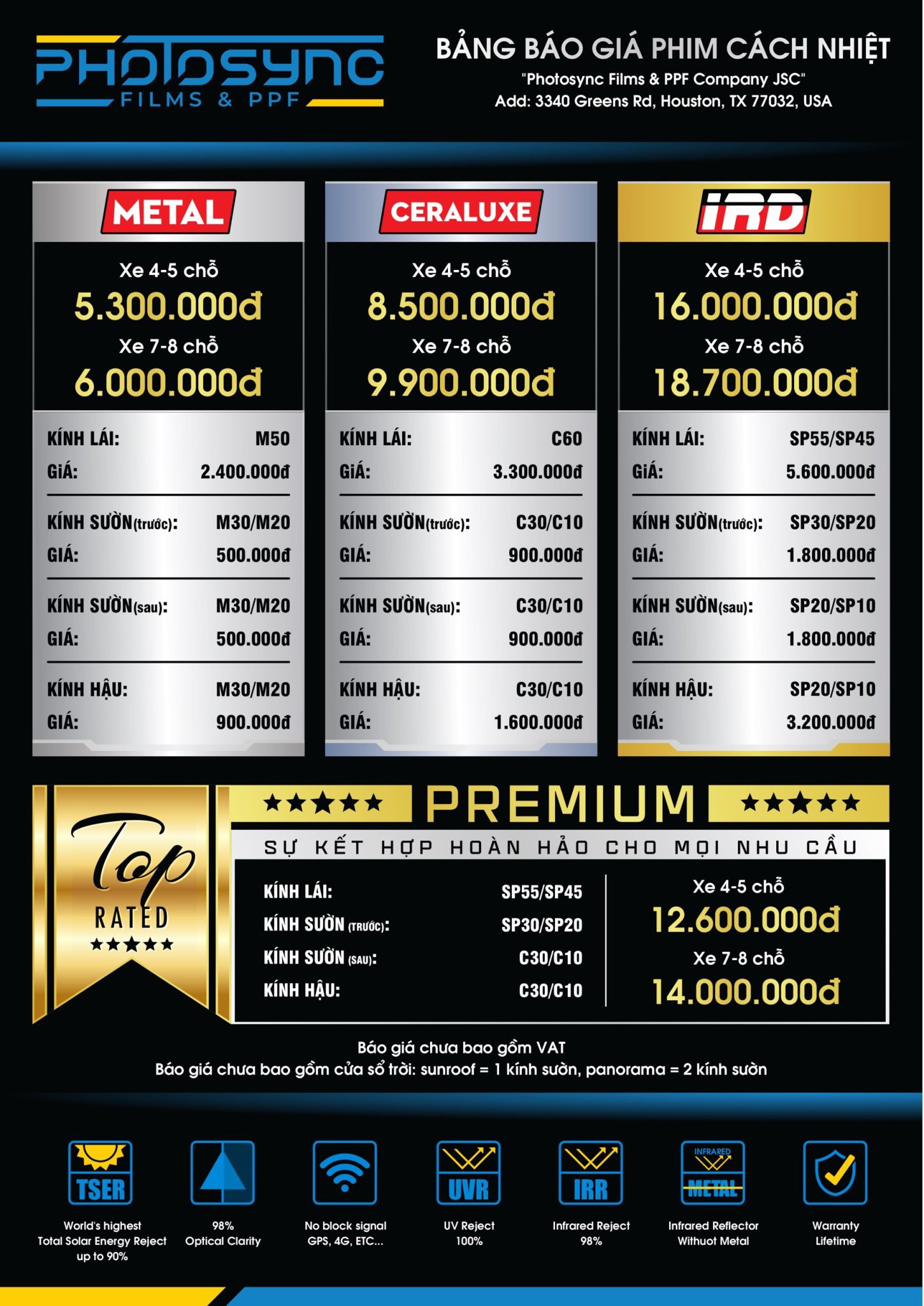 Phim cách nhiệt Photosync xe cho xe 4-5-7 chỗ OFFB SHOP