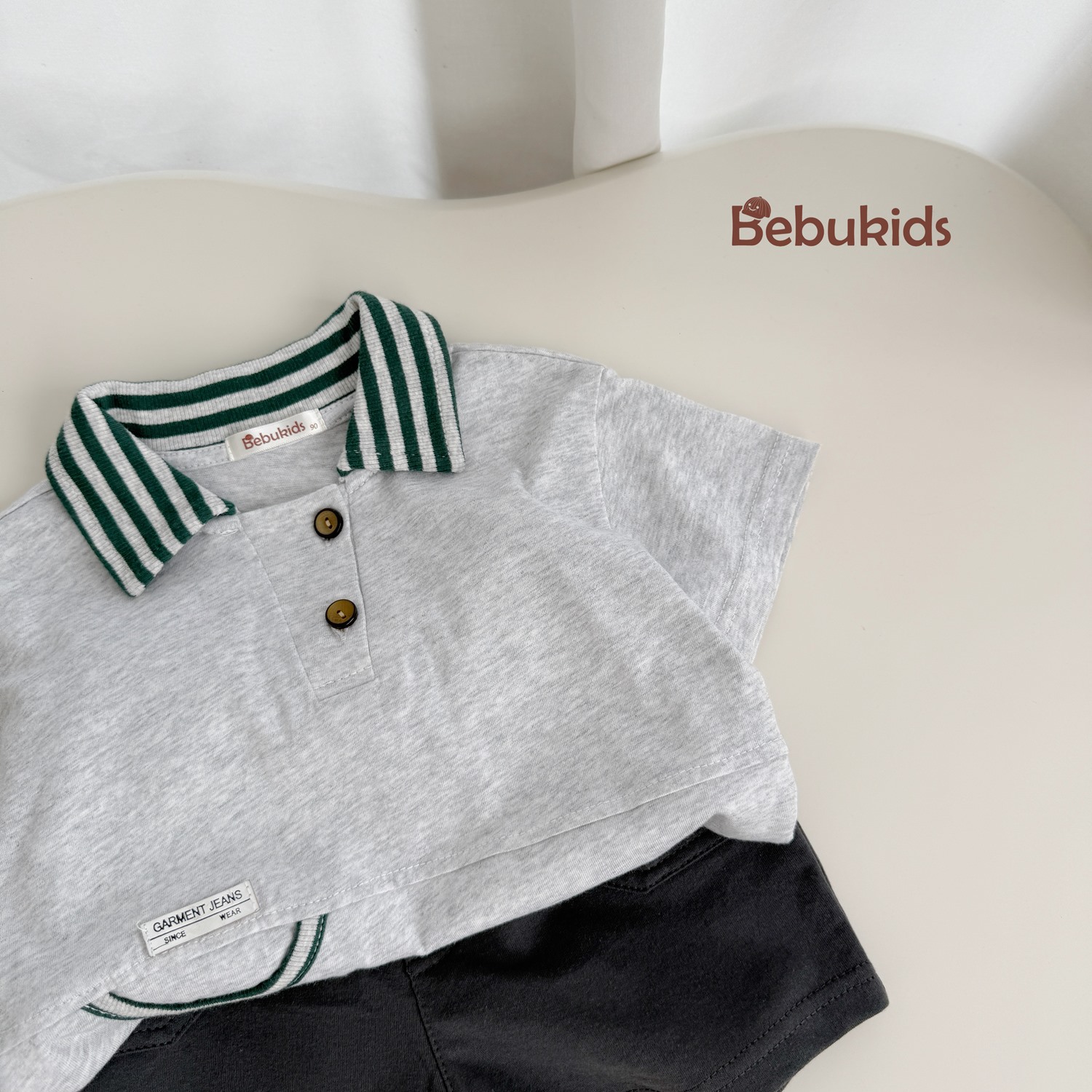 SB2331- bộ polo phối cổ kẻ, viền túi sườn