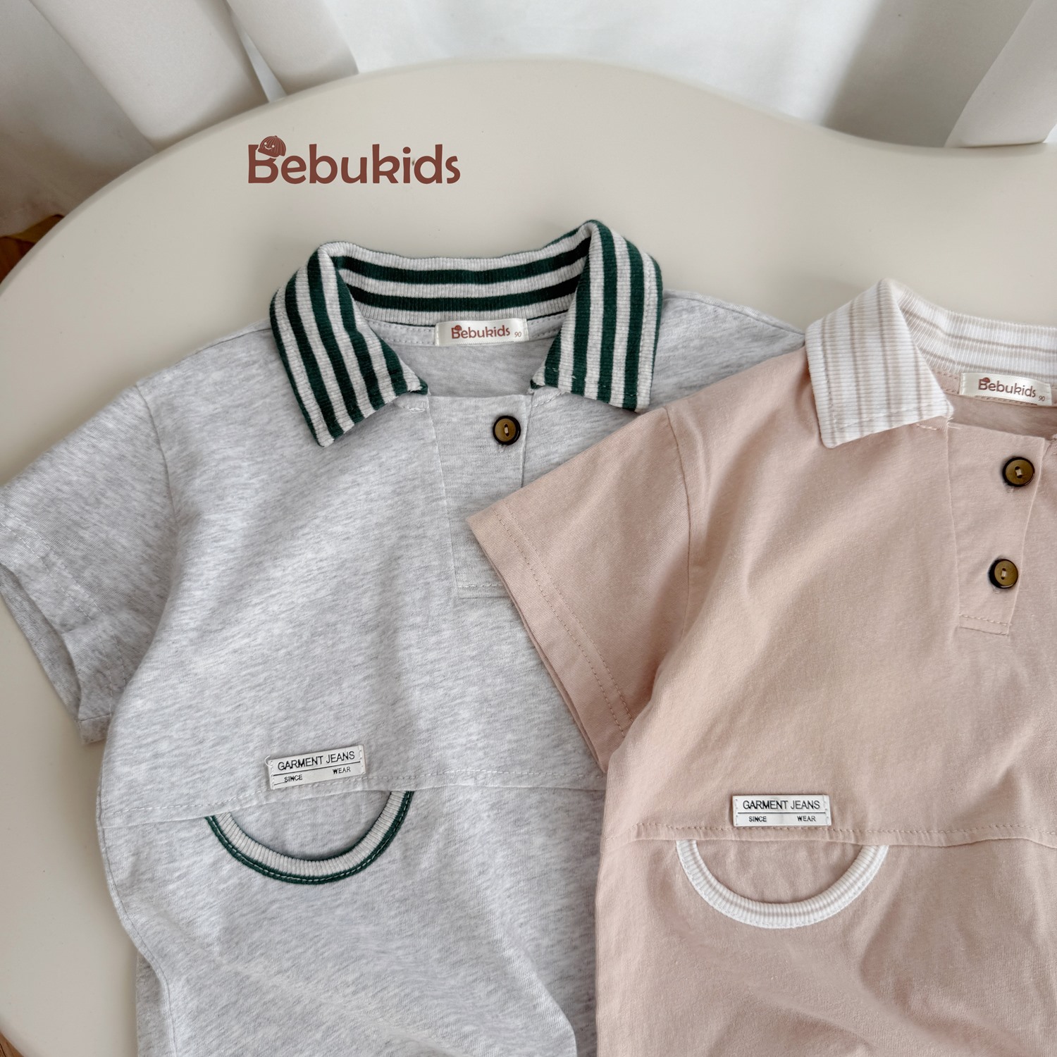 SB2331- bộ polo phối cổ kẻ, viền túi sườn