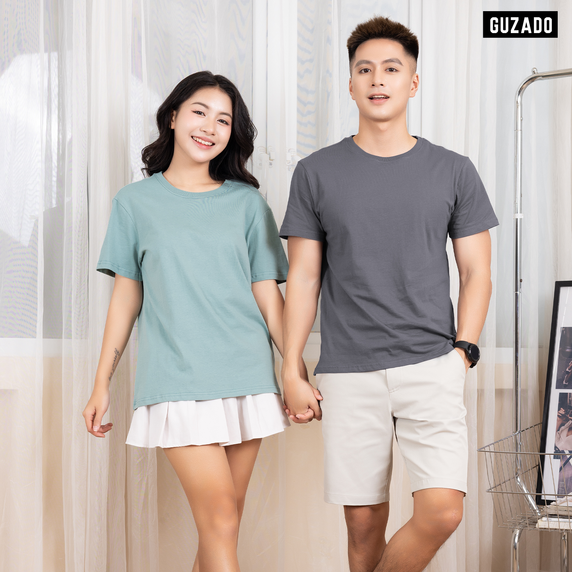 Combo 2 Áo Thun Nam GUZADO Vải Cotton 220gsm CB2GTS05