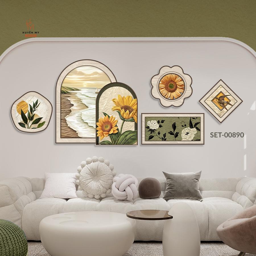 (BST Mới) Set 6 Tranh Dán Tường, Decor Phòng Khách, Phòng Ngủ, Nail, Mi, LiveStream- Huyền My Decor