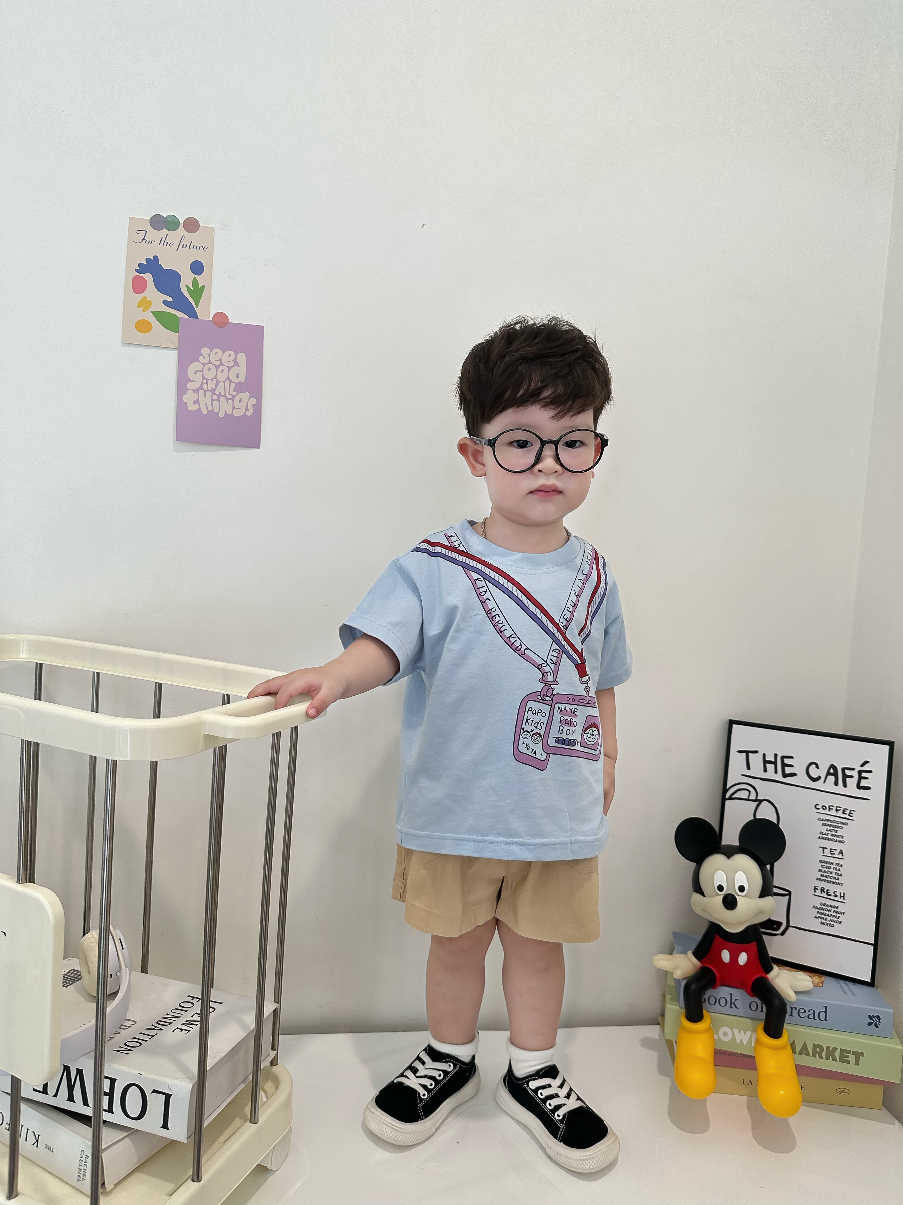 SB2338- bộ cộc tay bé trai in 2 dây thẻ