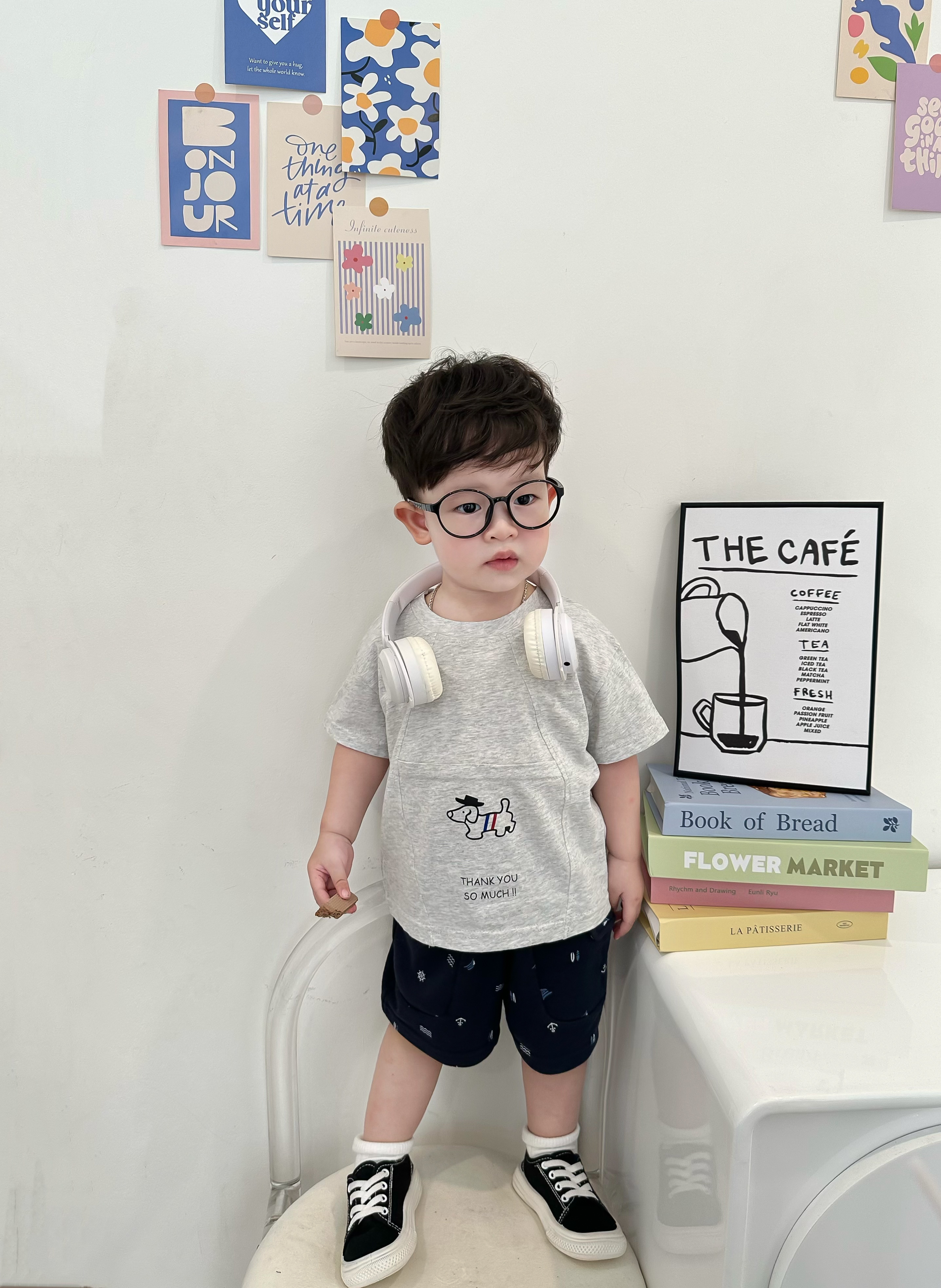 SB2335-bộ cộc tay in chú cún, thank you so much
