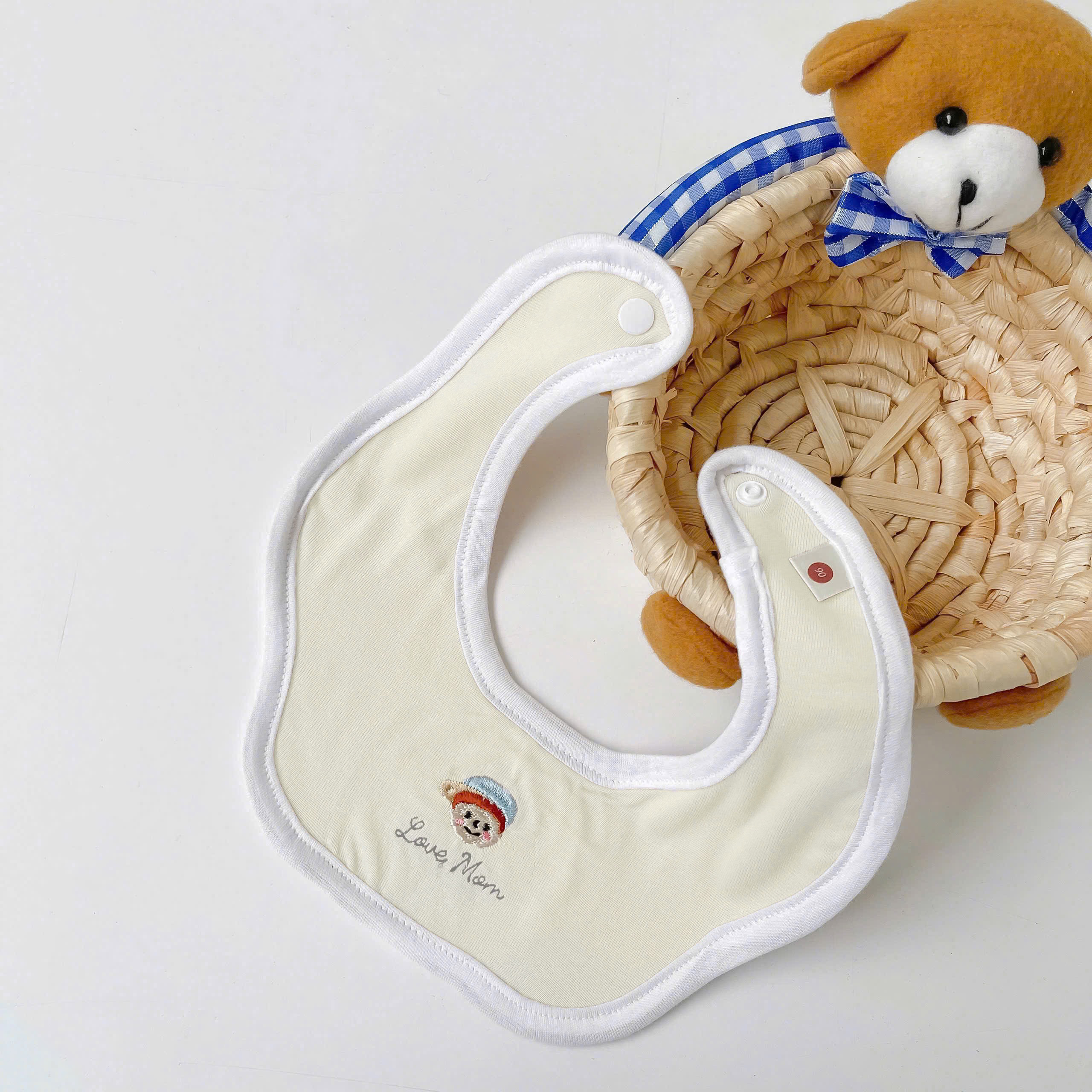 K2181- khăn ống thêu bé trai bé gái be sữa