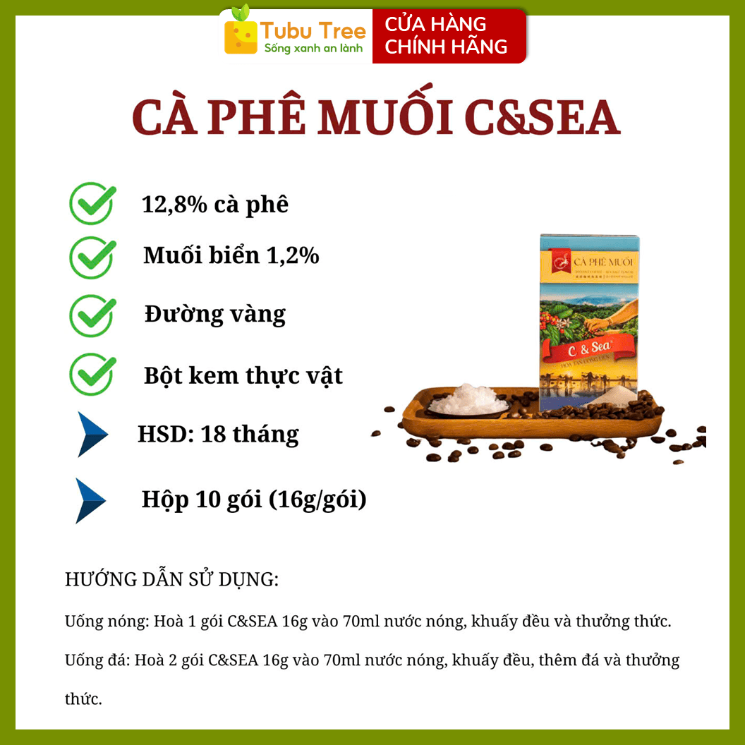 Cà Phê Muối C&Sea Đậm Đà Thơm Béo Chuẩn Gu Huế Hộp 16g x 10 gói — ảnh 7