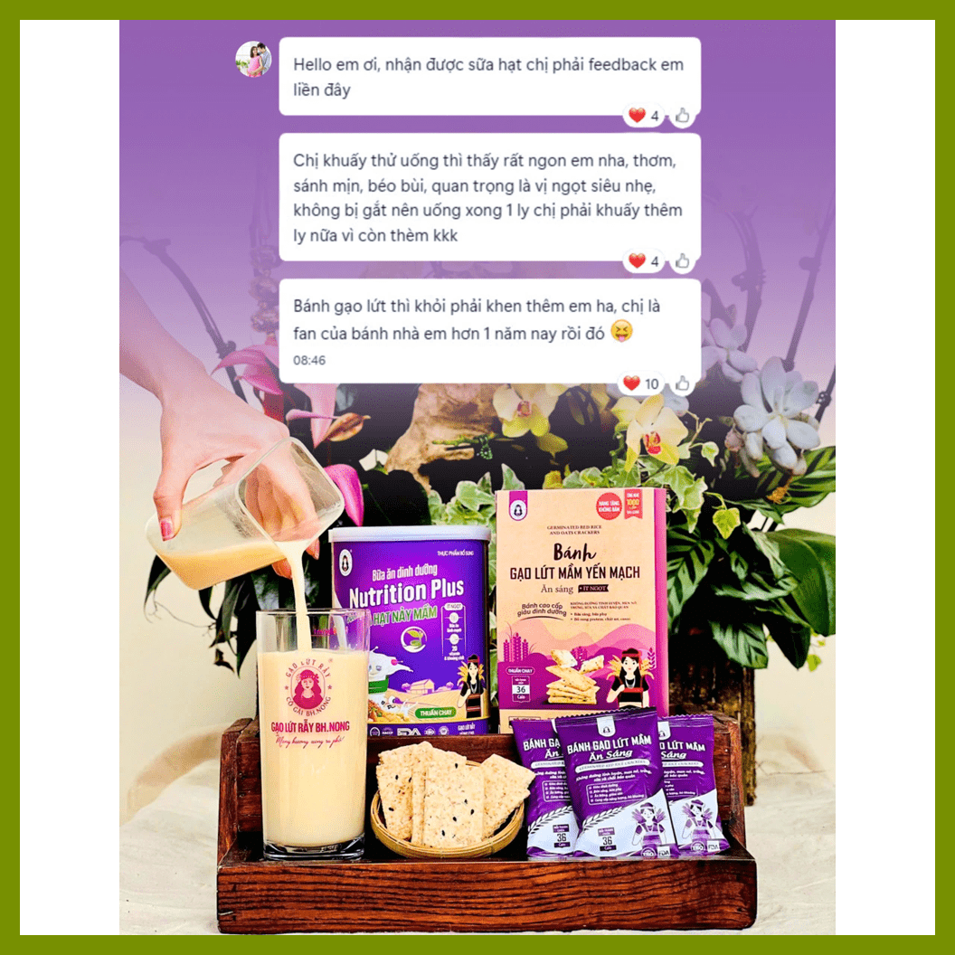 Sữa Hạt Gạo Lứt Nảy Mầm BH.NONG Không Đường 400g gồm 18 loại hạt, thuần chay — ảnh 9