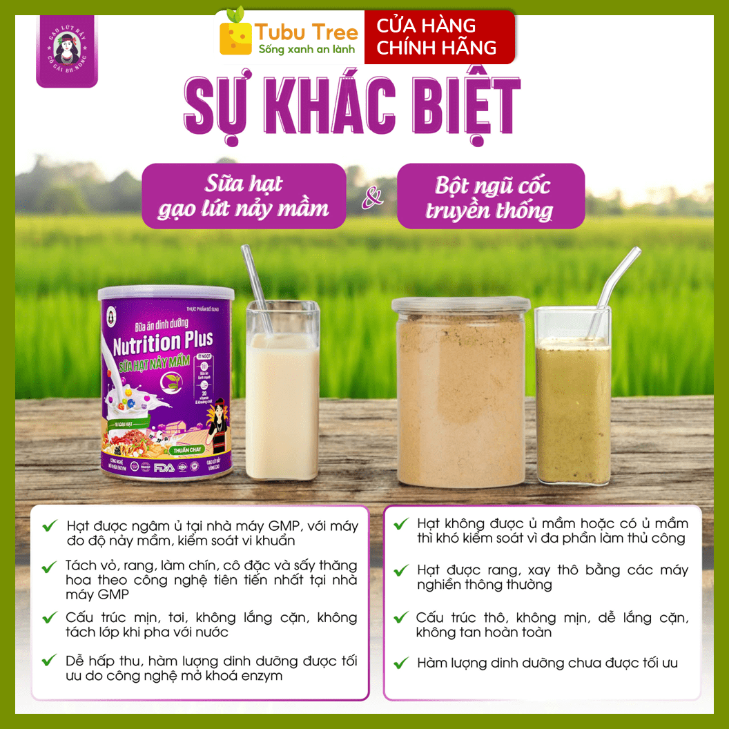 Sữa Hạt Gạo Lứt Nảy Mầm BH.NONG Không Đường 400g gồm 18 loại hạt, thuần chay — ảnh 8