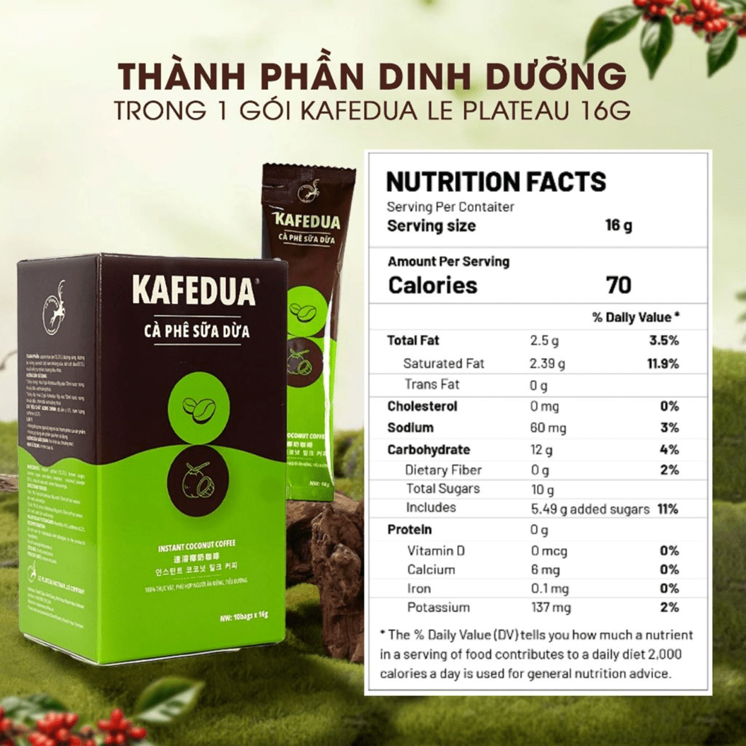 Cà Phê Sữa Dừa Hòa Tan KAFEDUA Le Plateau Thơm Béo 16g x 10 Gói — ảnh 2