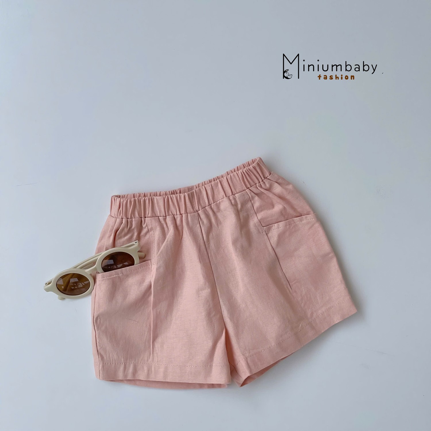 QC1599- Quần đùi linen nhiều màu cho bé hồng