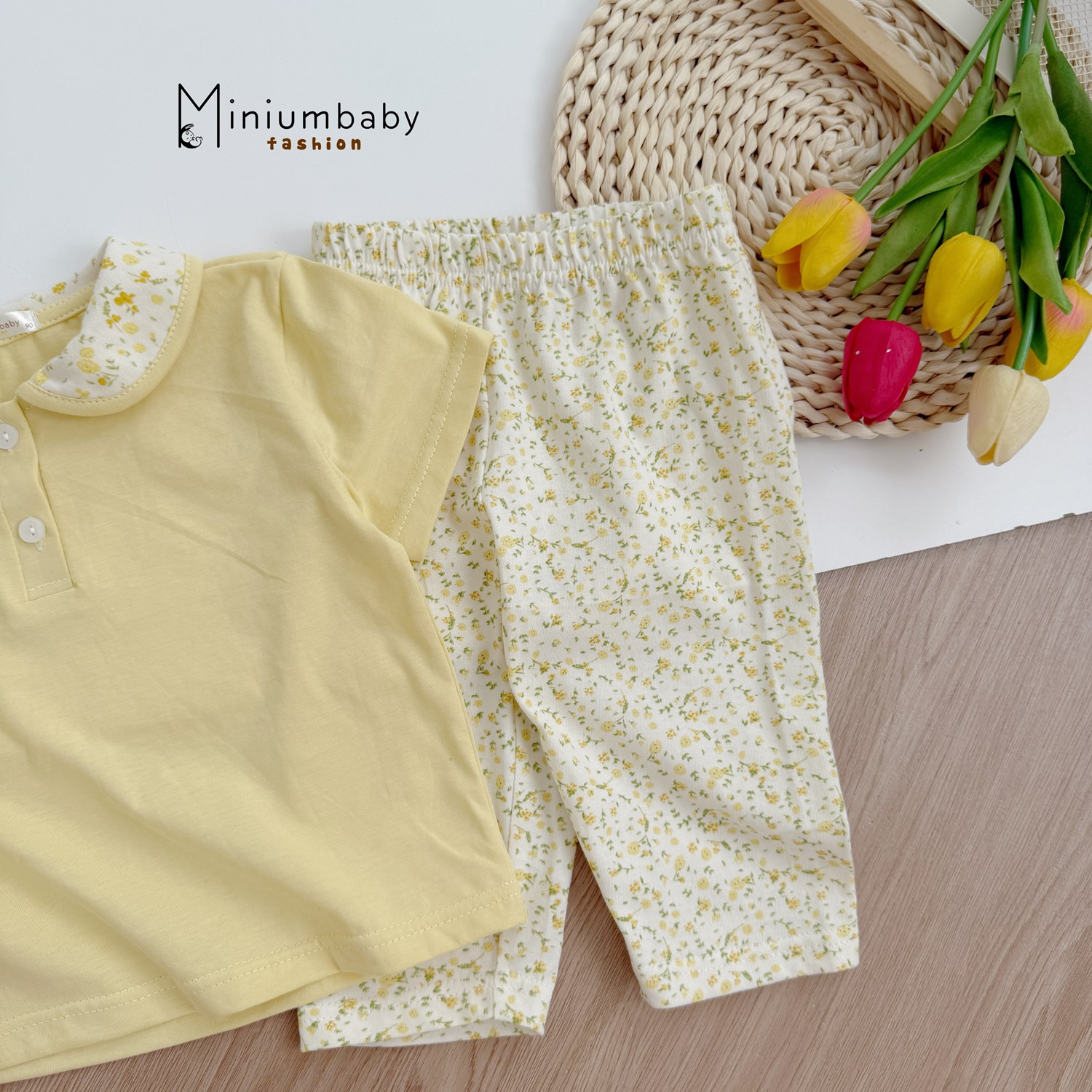 SB2378- bộ cổ sen quần dài phối cổ quần hoa