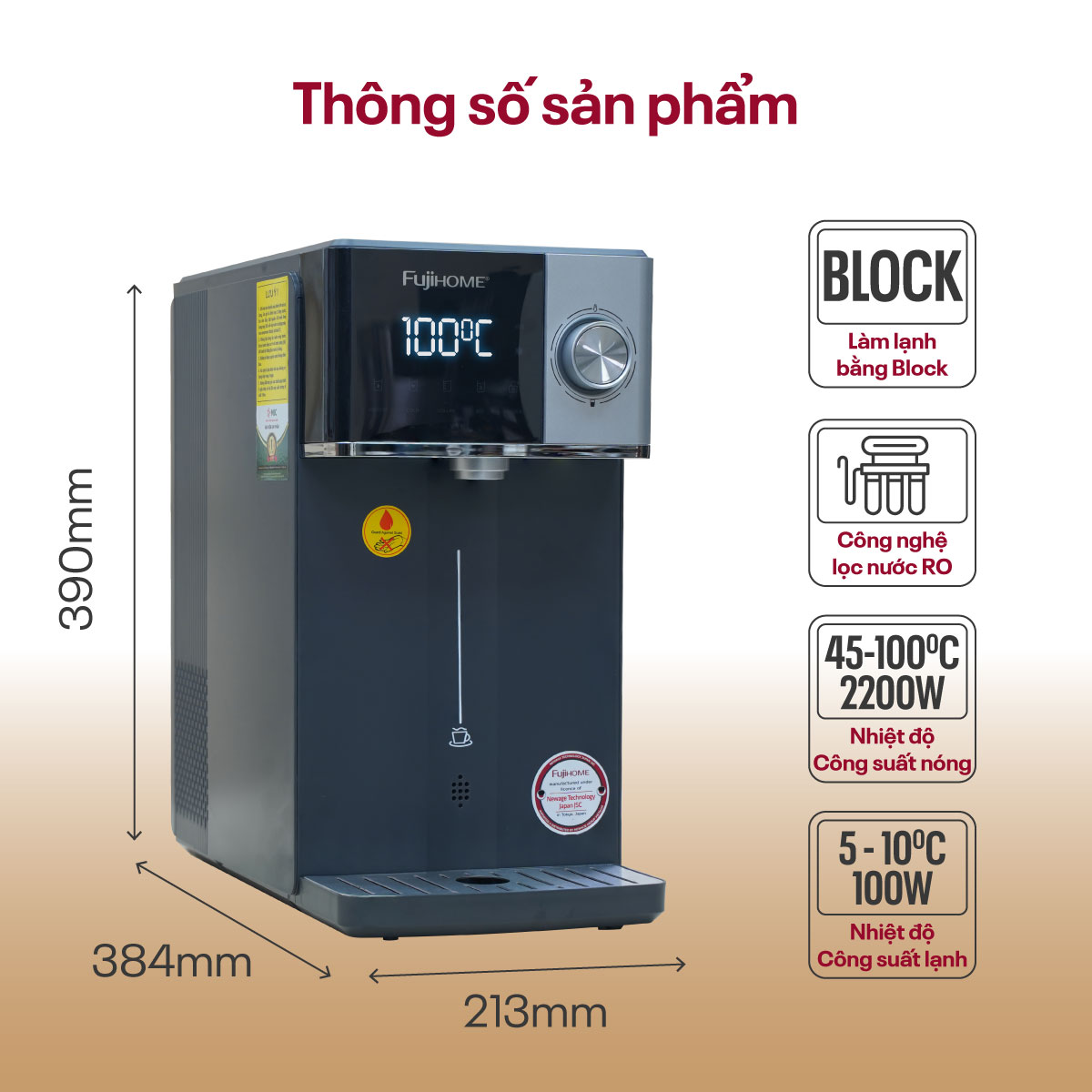Máy lọc nước RO nóng lạnh Fujihome WP302C