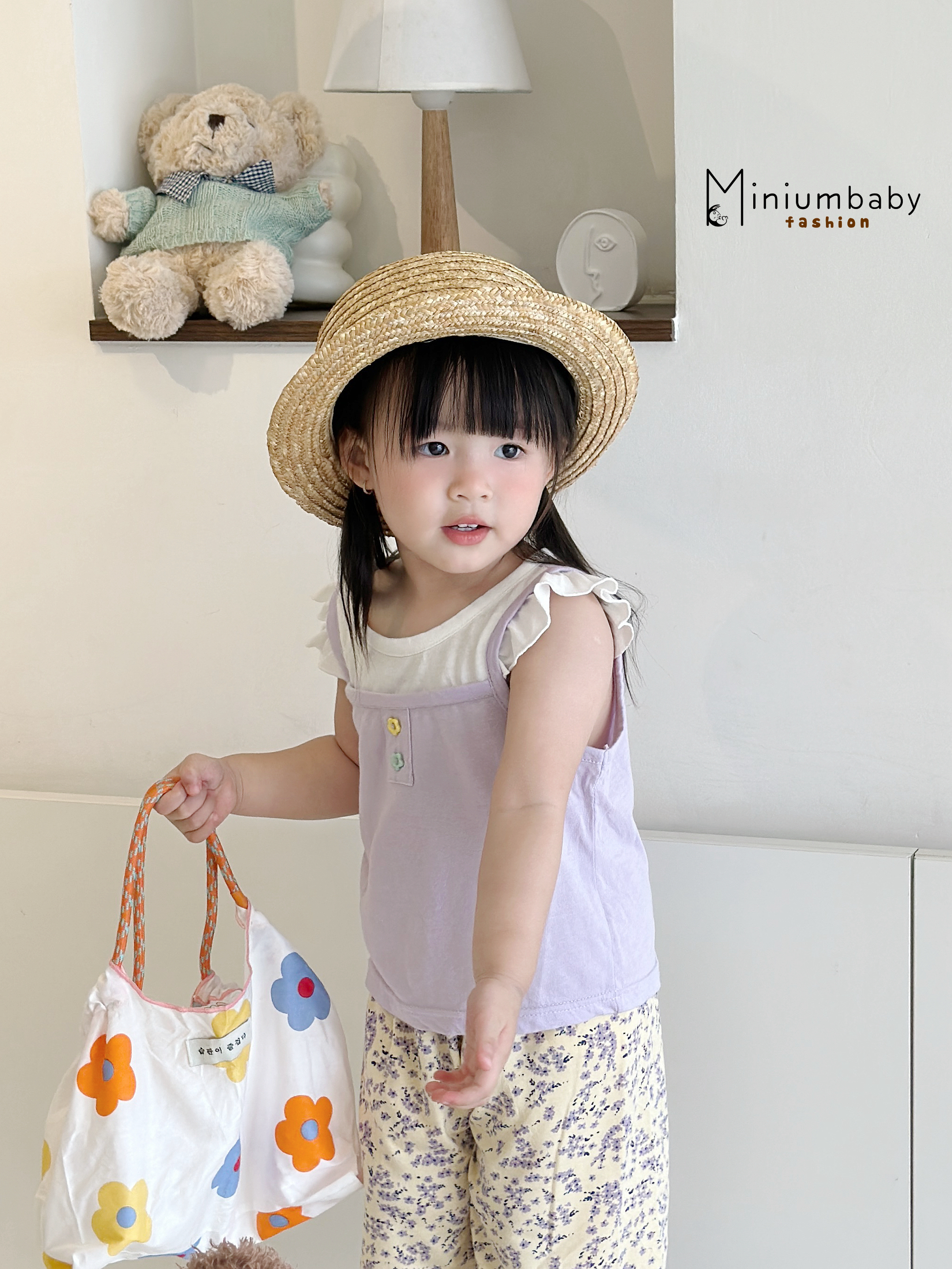 SB2360- bộ cánh tiên 2 dây phối cổ, tay thân trước đính cúc hoa