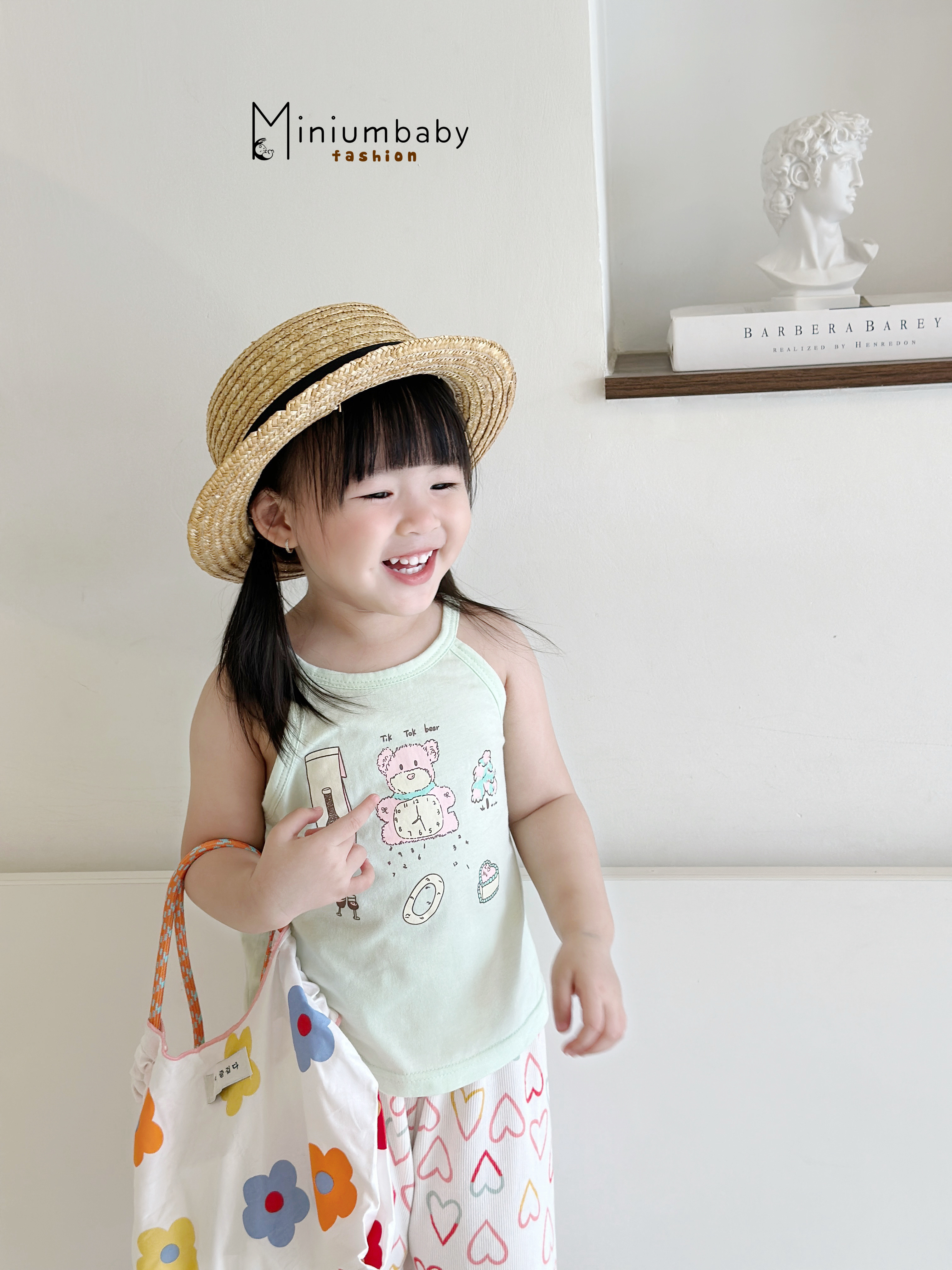 SB2357- bộ cổ yếm quần lửng in gấu đồng hồ, quần tim hoa,...