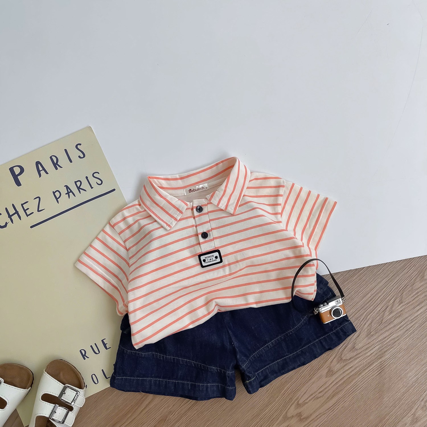SB2386- bộ polo mix màu bé trai kẻ bò