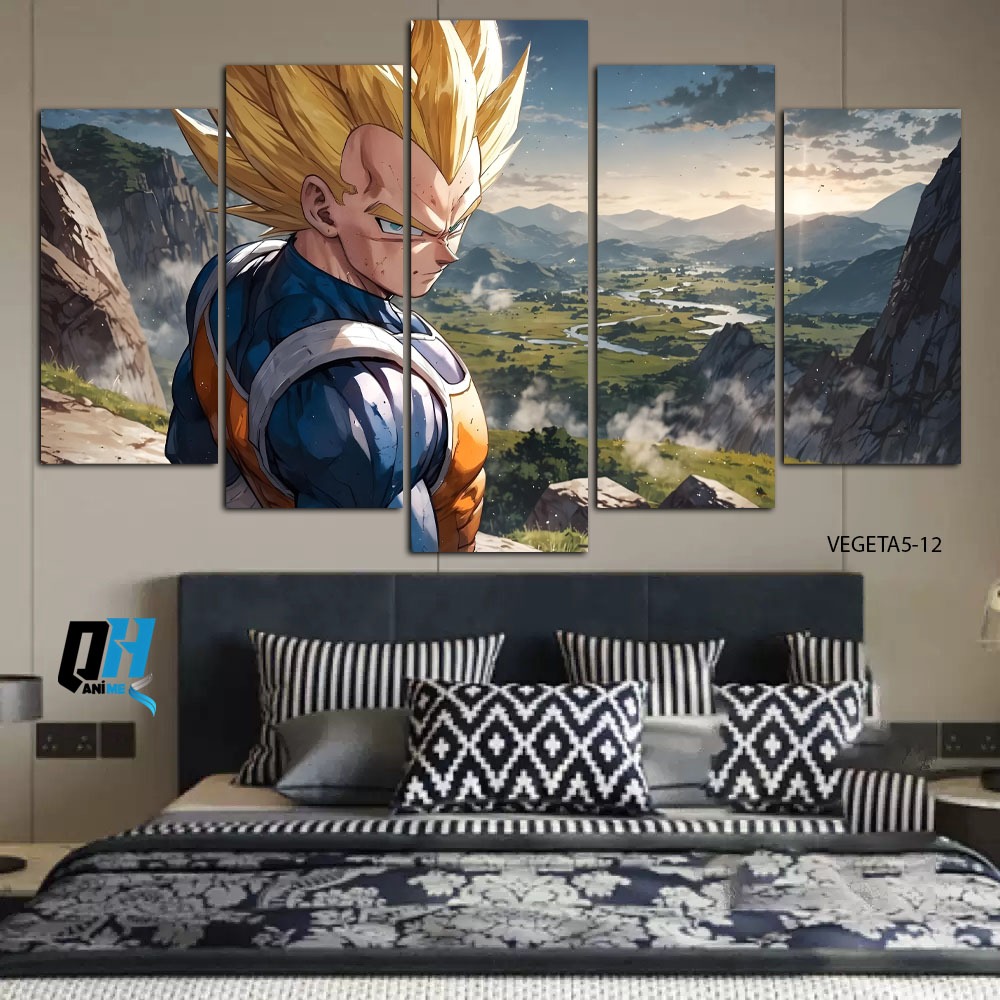 Bộ 5 Tấm Tranh Dragon Ball Vegeta,Tráng Gương Fomex 5mm Dán Tường,Decor Phòng Ngủ,Phòng Game,Phòng Trẻ Em,QH Anime Decor