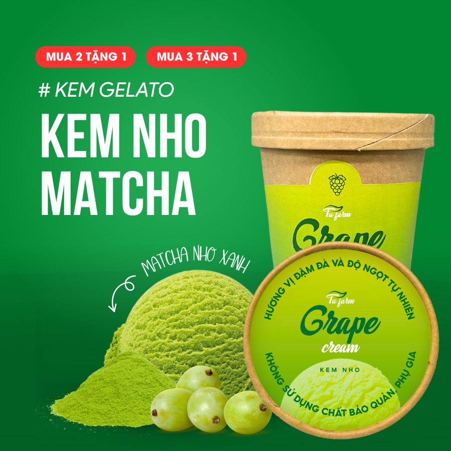 Kem Gelato - Vị Nho Matcha