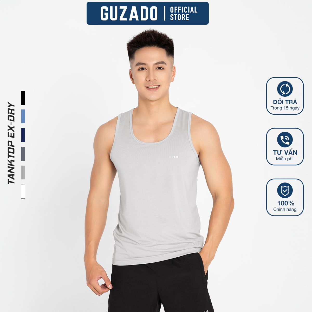 Áo Ba Lỗ Nam Guzado Tanktop Thể Thao Khỏe Khắn GTT05