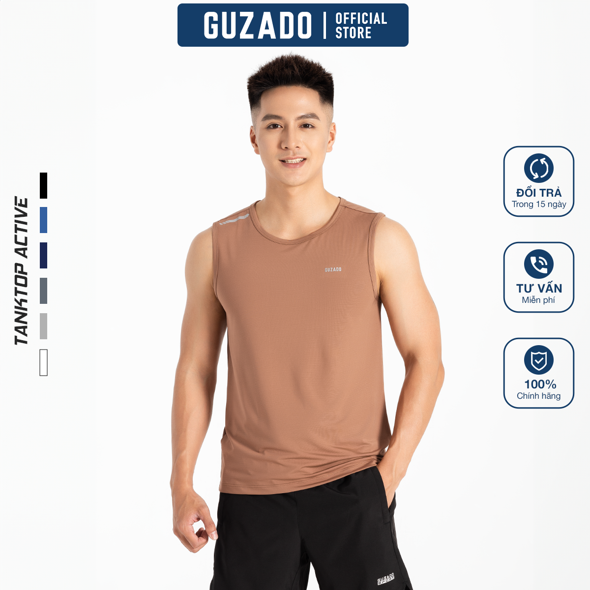 Áo Tanktop Nam GUZADO Vải Thun Co Giãn Mềm Nhẹ Thoáng Khí GTT04