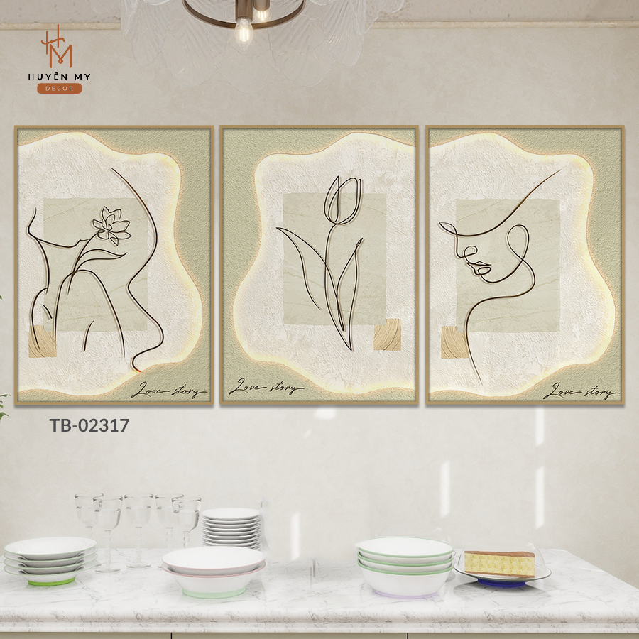 Bộ 3 Tranh Canvas Cao Cấp Treo Tường Cô Gái, Trang Trí Phòng Khách, Phòng Ngủ, Nails Mi, Spa, Homestay - Huyền My Decor