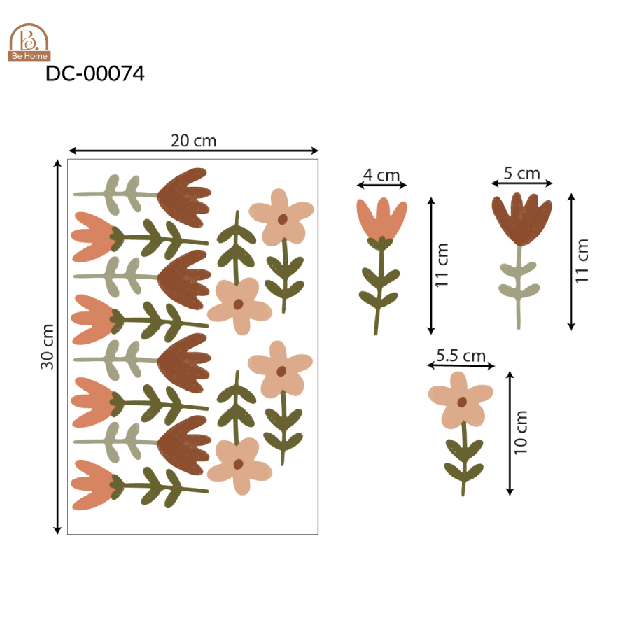 Sticker Decal Dán Tường Họa Tiết Hoa Nhí, Trang Trí Cửa Kính, Gương, Tường, Decor Quán Cafe, Phòng Ngủ- BeHome Decor