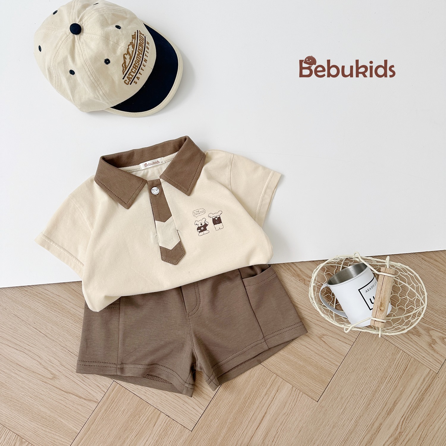 SB2195-sét polo cà vạt in gấu trúc vàng 1