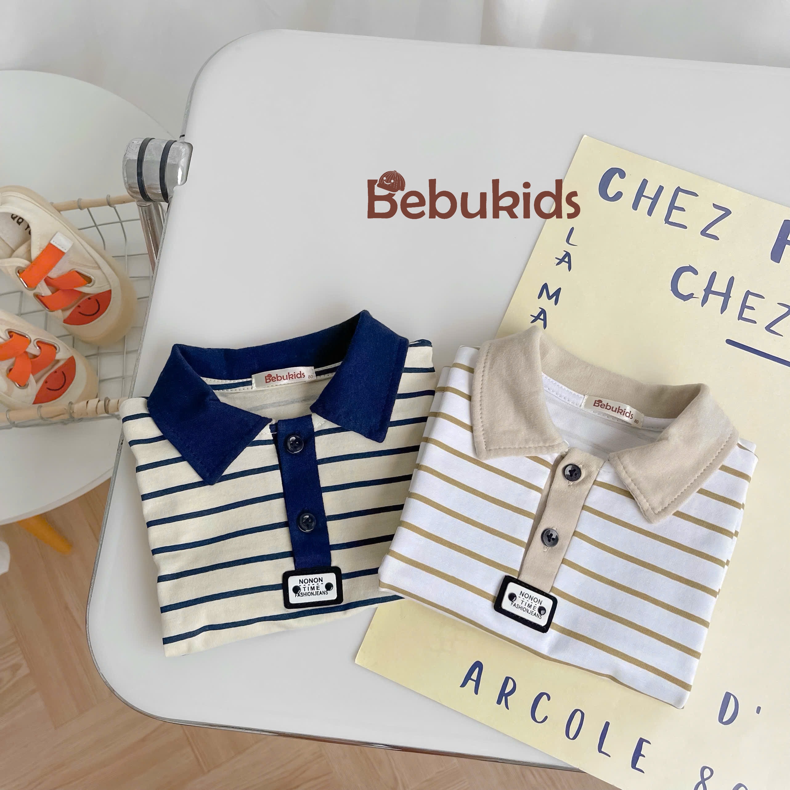 SB1844- bộ cộc tay kẻ bé trai phối cổ