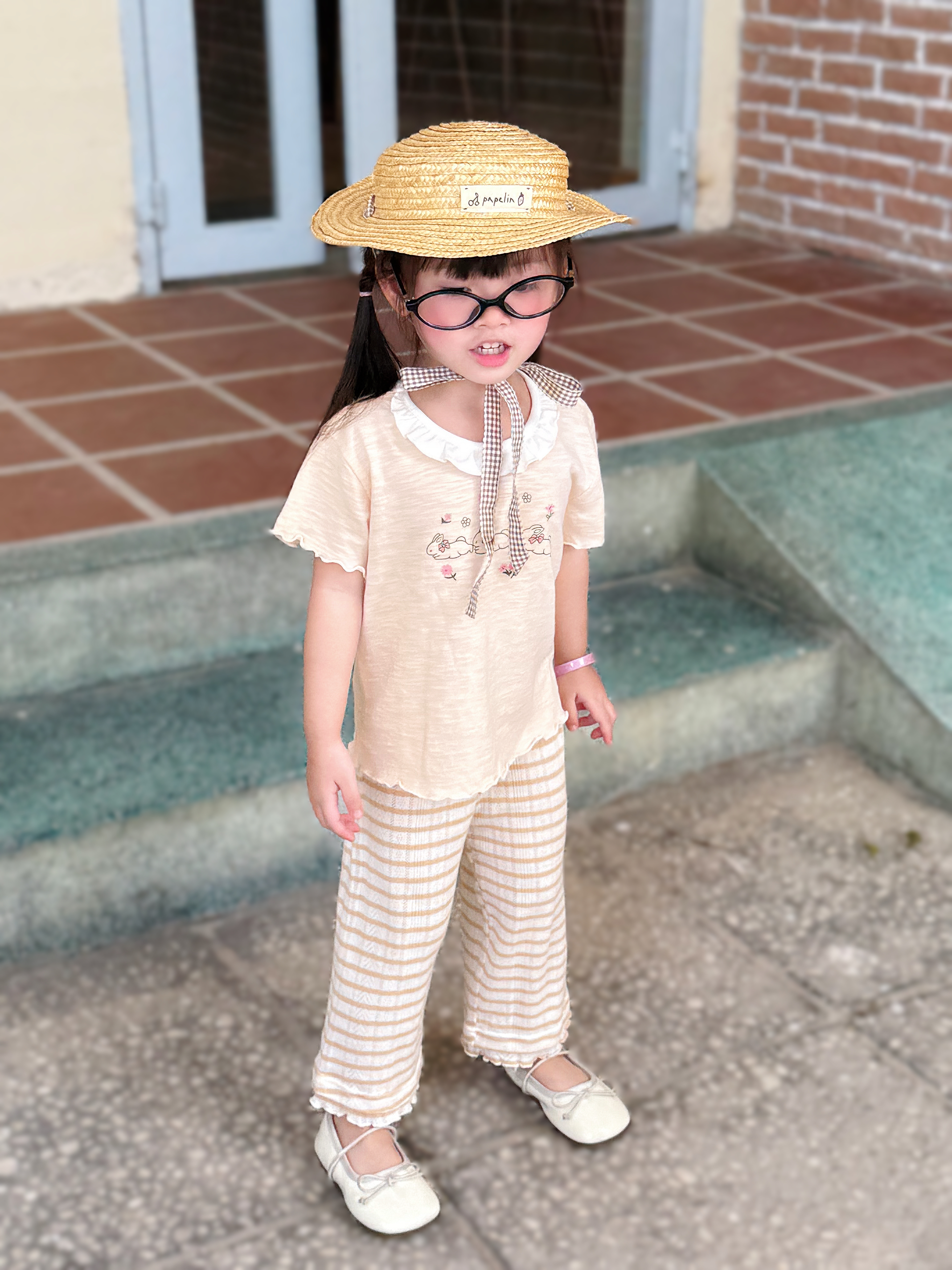 SB2377- bộ cổ bèo in thỏ, hoa