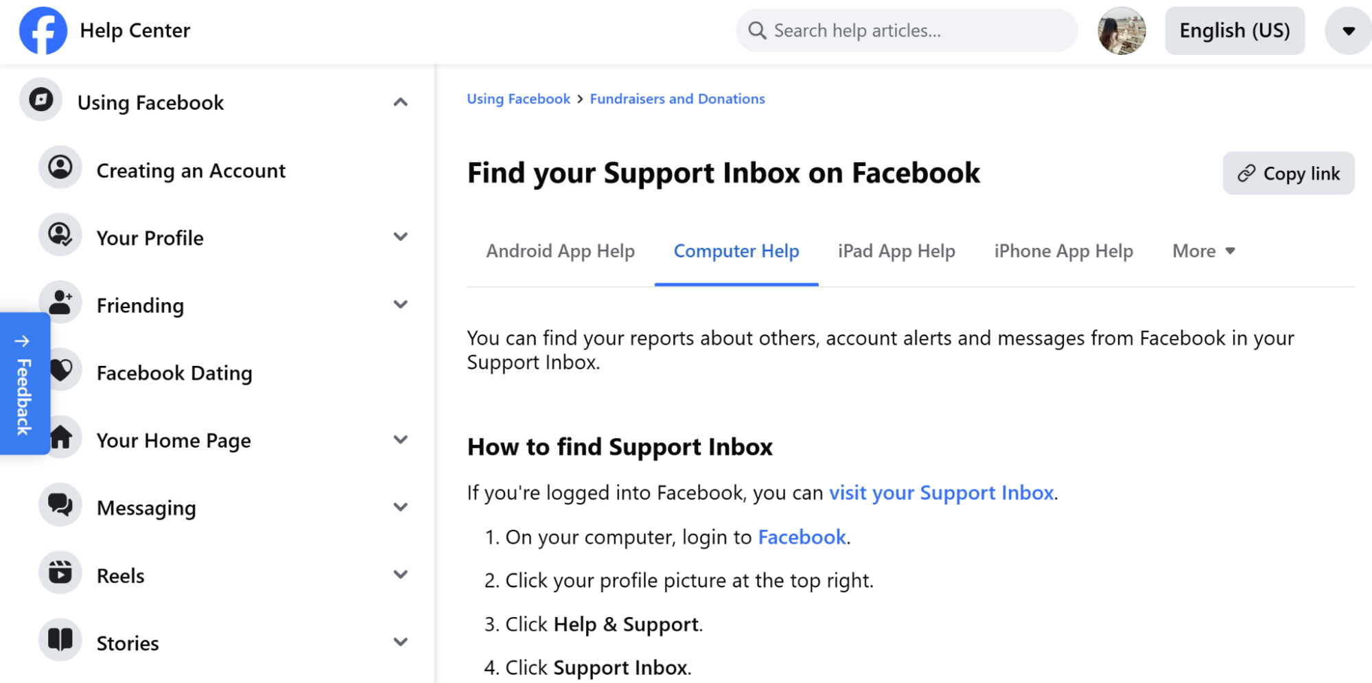 Meta live chat support