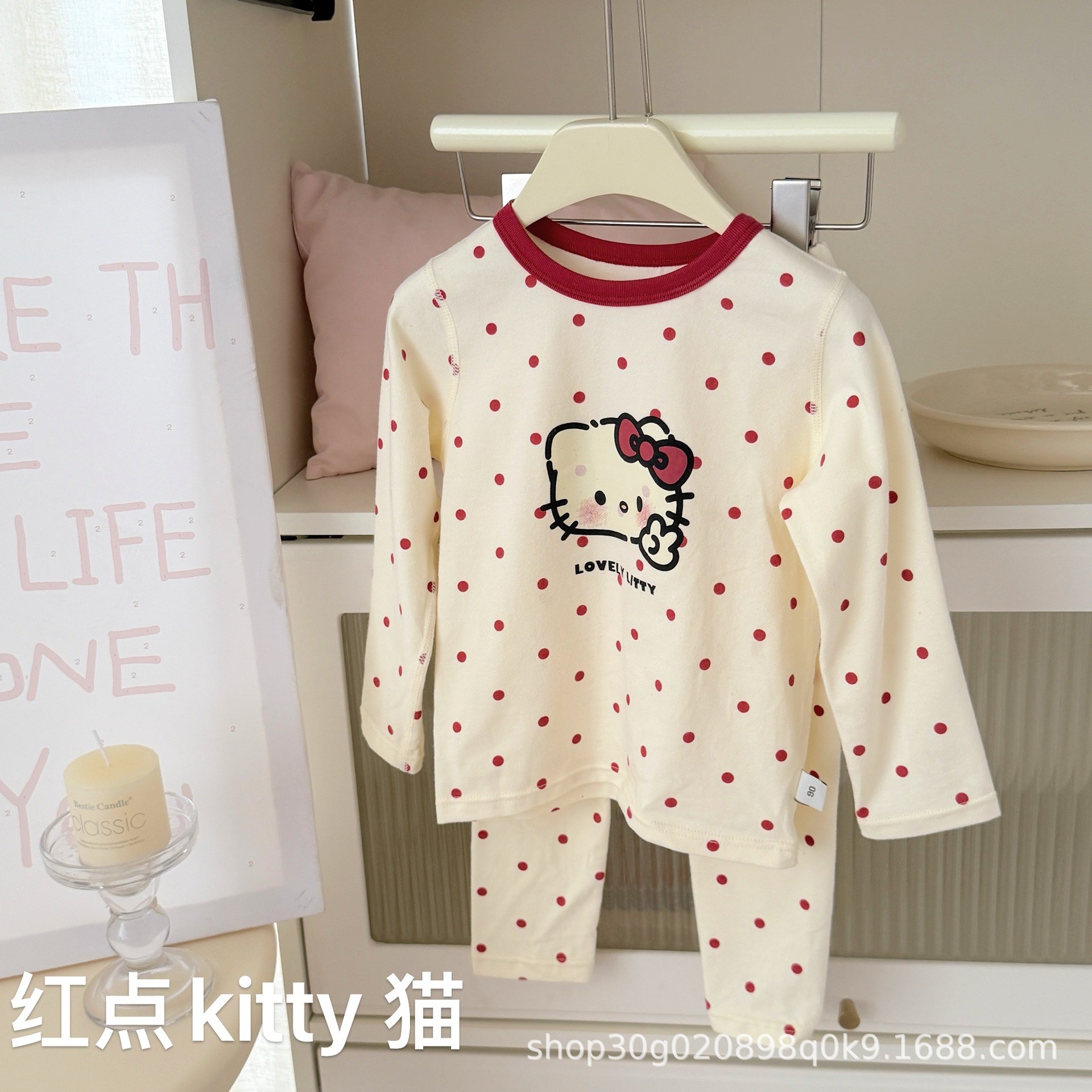 Bộ homewear Hey Honey Love Kitty chấm đỏ HBJ