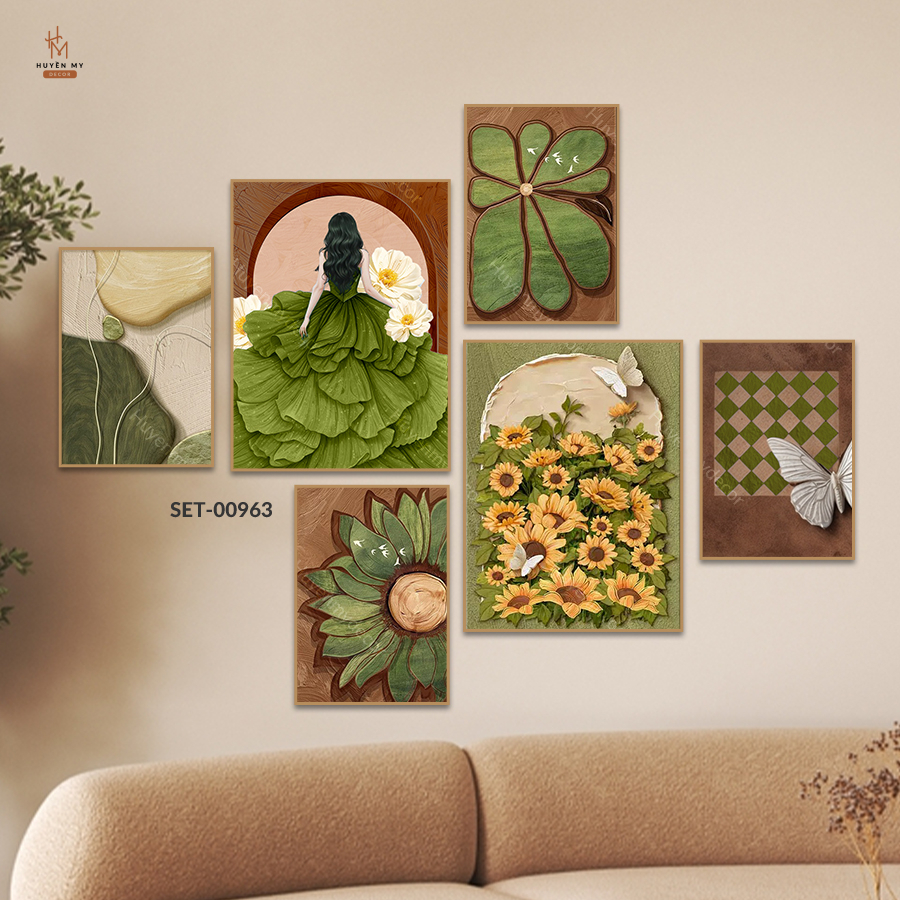 Set 6 Tranh Cô Gái Trendy, Tranh Trang Trí Phòng Khách, Phòng Ngủ Hiện Đại, Nial, Mi, Spa, Livestream – Huyền My Decor