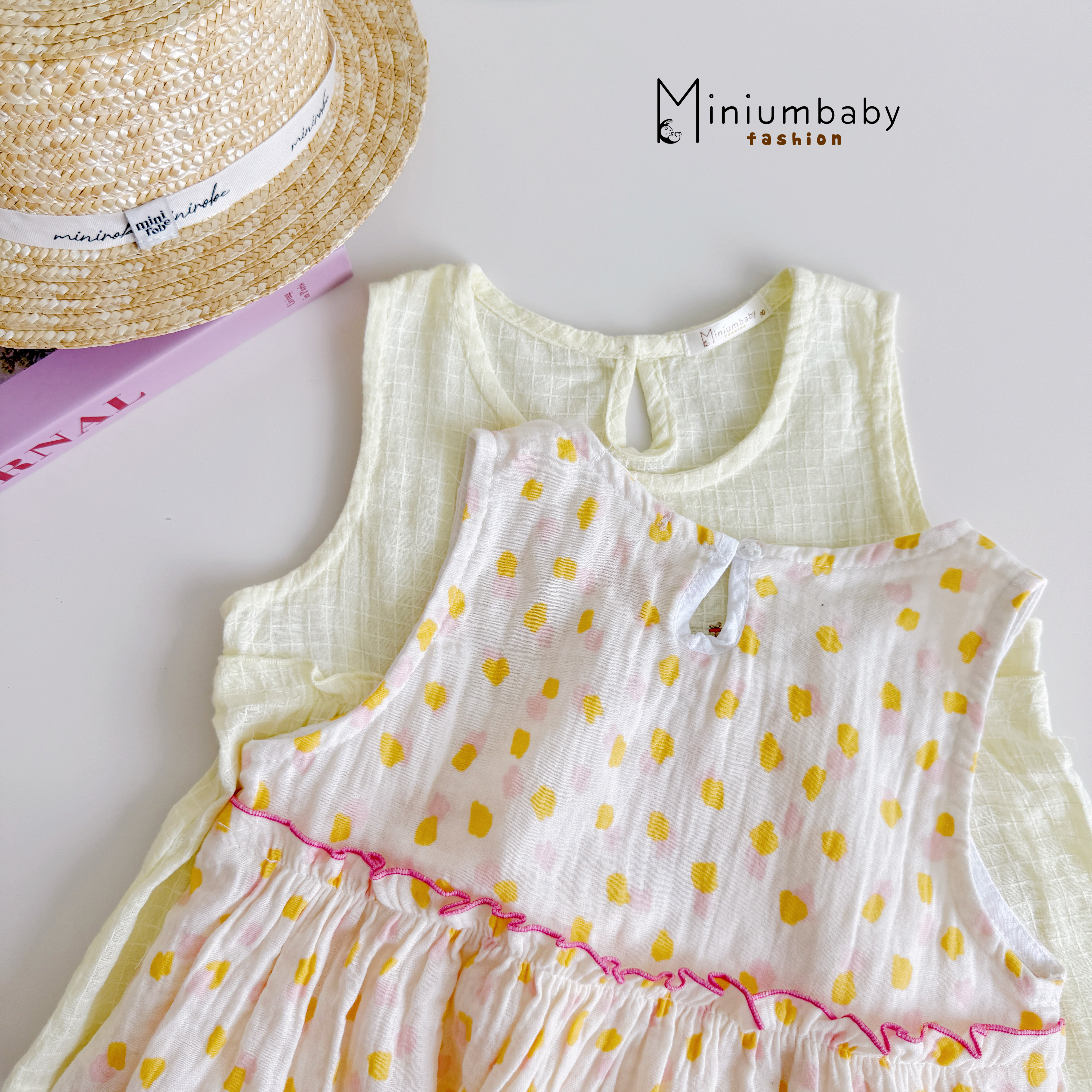 SB2431- bộ sát nách babydoll bé gái in thỏ