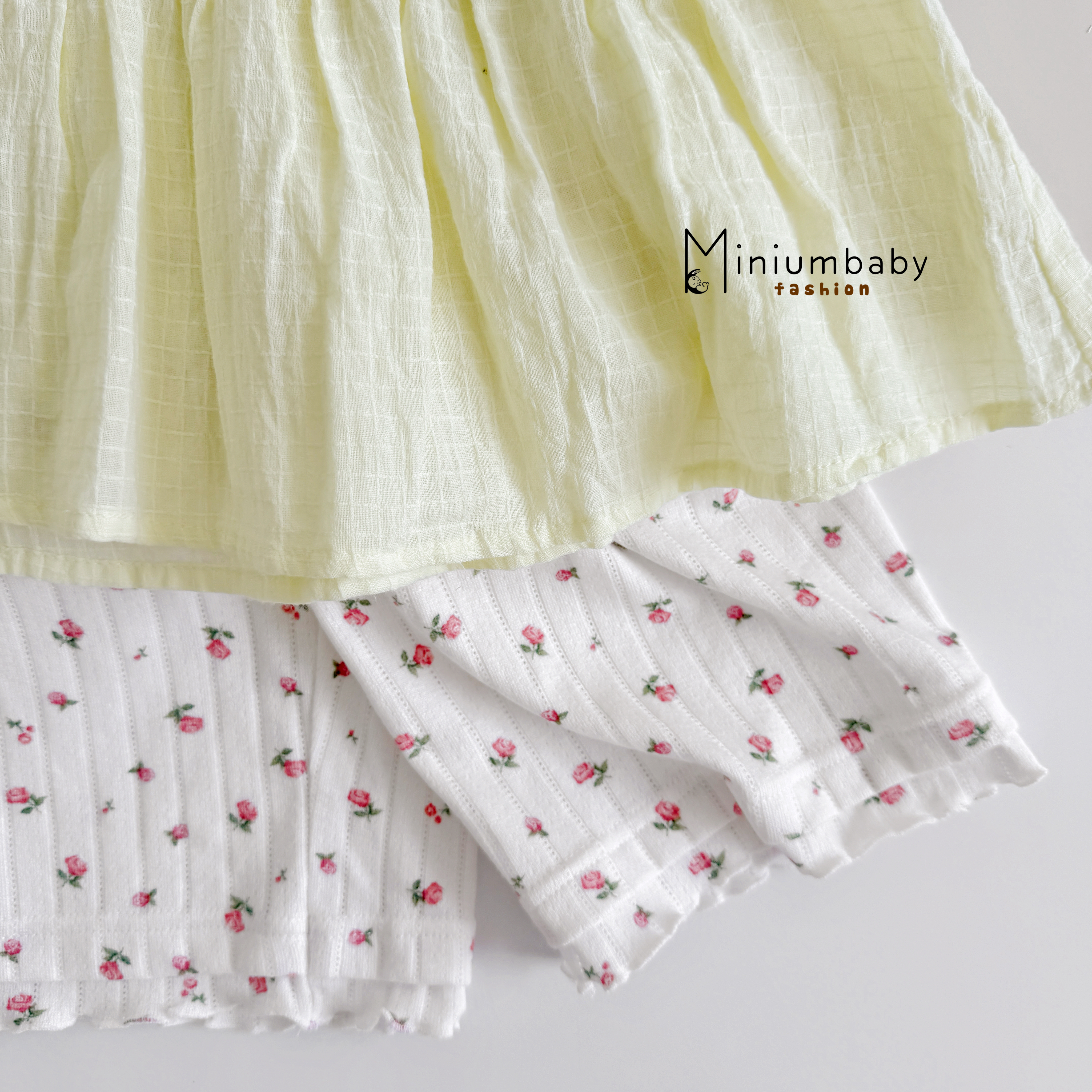 SB2431- bộ sát nách babydoll bé gái in thỏ