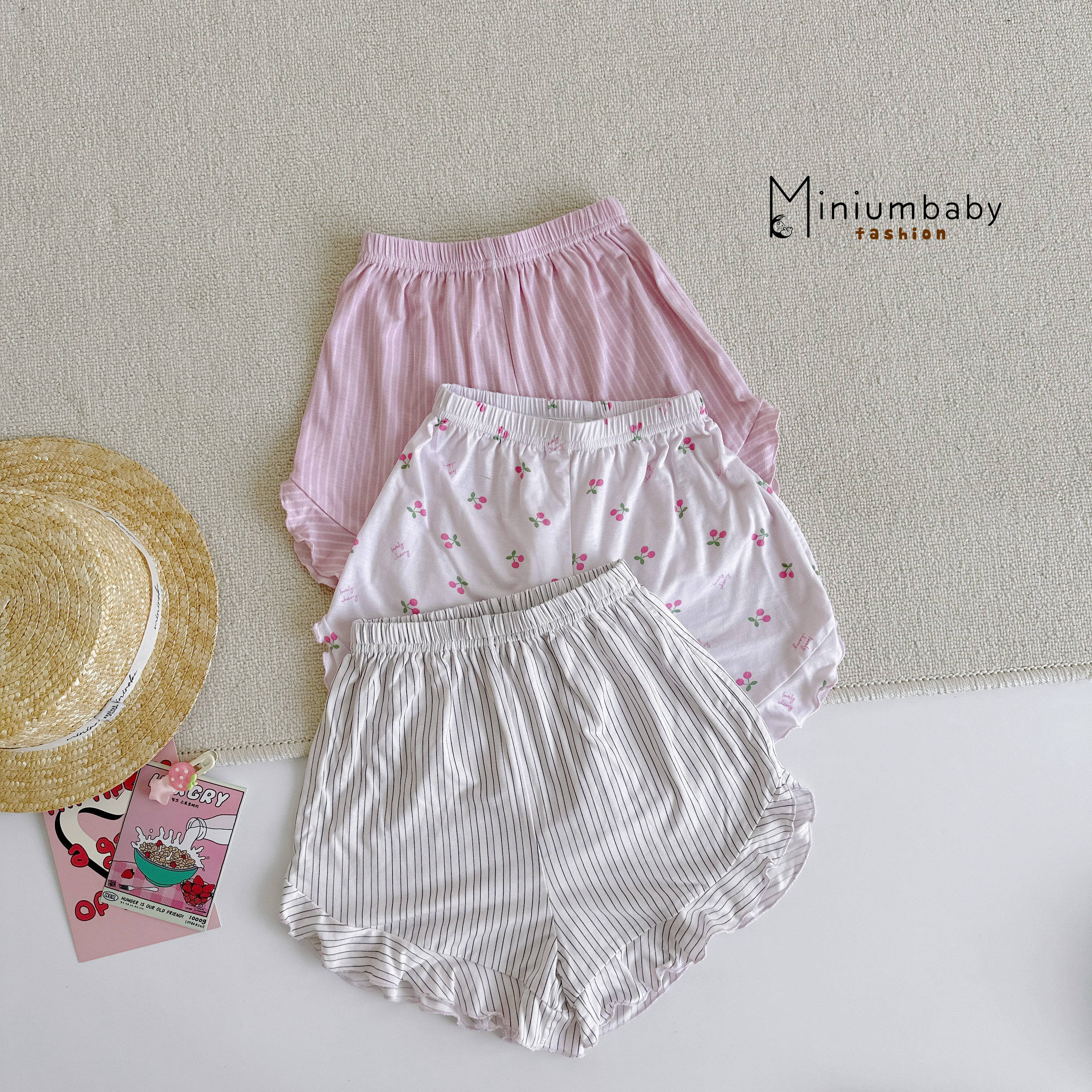 SB2421- bộ sát nách bé gái bèo cổ in thỏ cherry phối quần kẻ, cherry