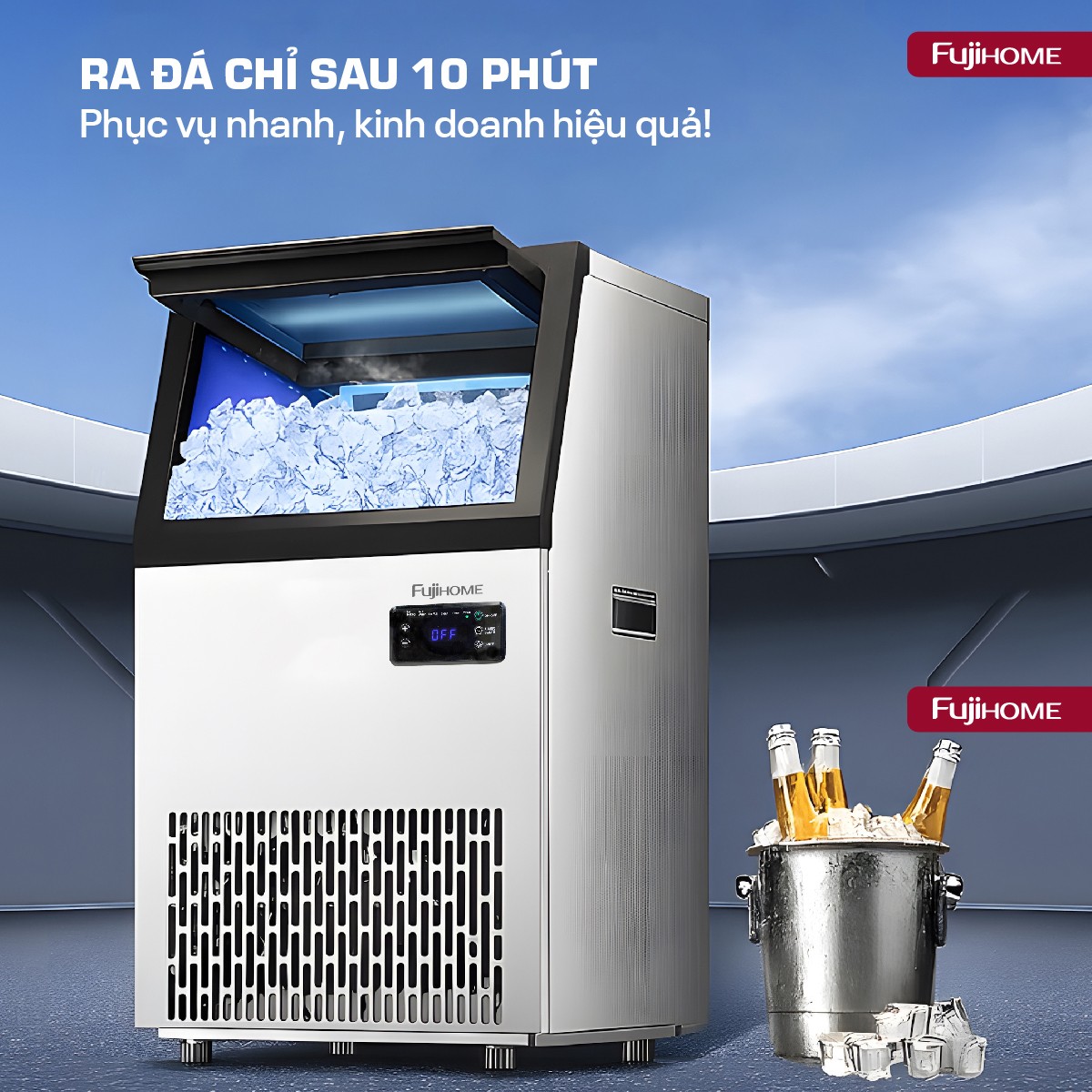 Máy làm đá thương mại kèm lọc nước UF Fujihome IM70C