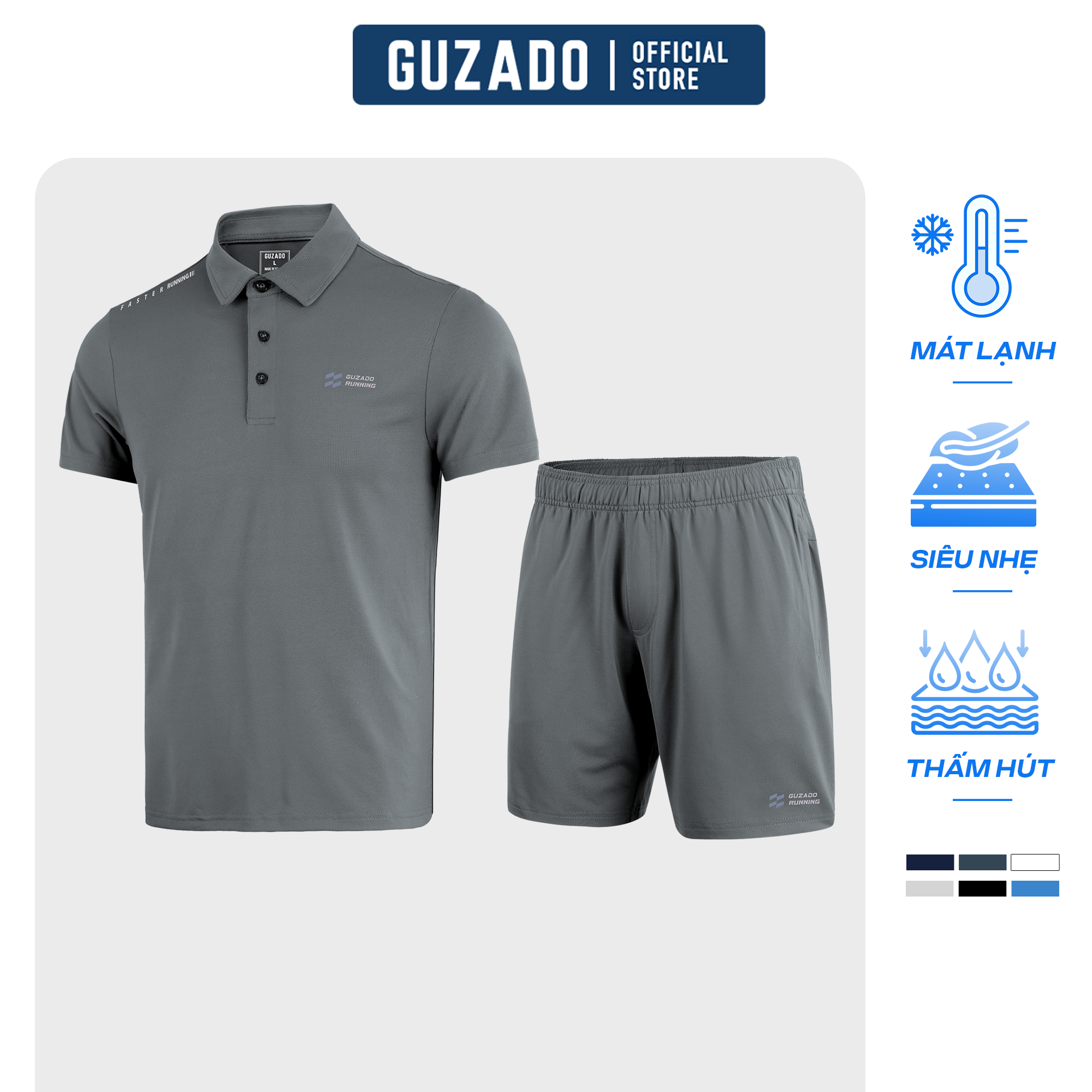 Bộ Quần Áo Guzado Vải Thun Lạnh Thông Hơi, Thoáng Mát, Thấm Hút Mồ Hôi GBP01