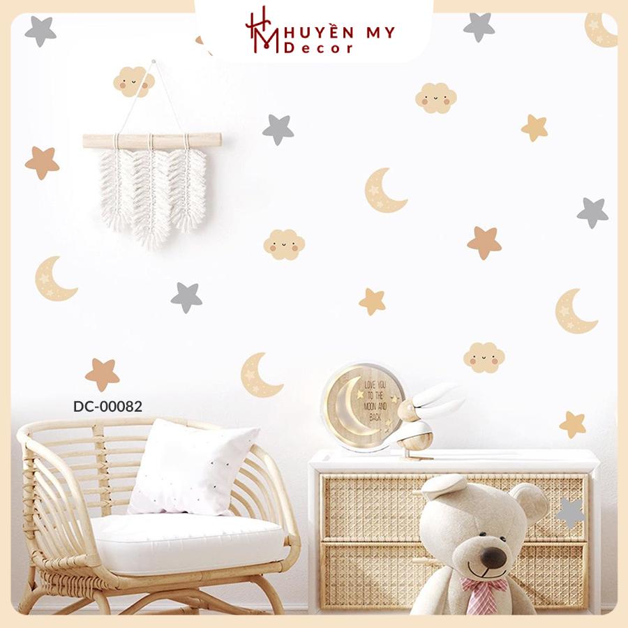 Sticker Decal Dán Tường Ngôi Sao, Đám Mây, Trang Trí Tường, Phòng Ngủ Bé, Quán Cafe, Spa, Gương - Huyền My Decor