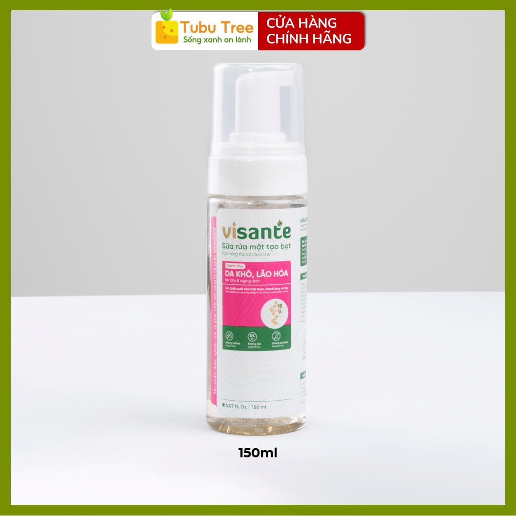 Sữa Rửa Mặt Tạo Bọt VISANTE Chiết Xuát Sâm Làm Sạch Dịu Nhẹ 150ml — ảnh 4