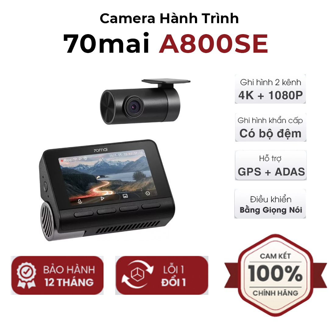 Camera 70mai A800SE (Ghi hình 4K), Trước Sau  Chính Hãng Bản Quốc Tế
