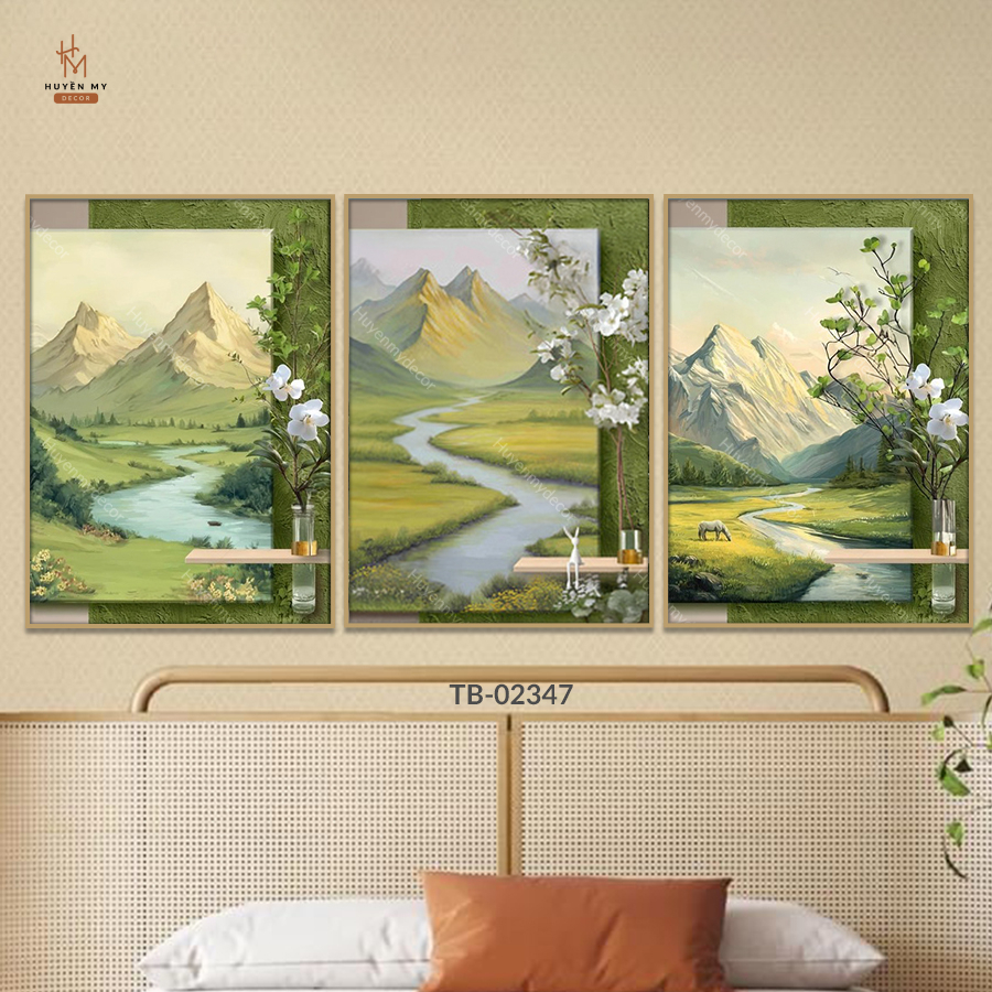 Bộ 3 Tranh Treo Tường Canvas Phong Cảnh Thiên Nhiên, Trang Trí Phòng Khách, Phòng Ngủ, Khách Sạn - Huyền My Decor