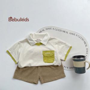 Bộ cộc quần đùi bé trai có cổ