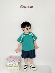 Bộ cộc tay bé trai in chữ where are you going, cún 2 bên vài, lé vai