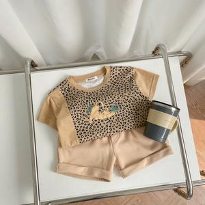 Bộ cộc tay da báo phối sườn, tay màu trơn