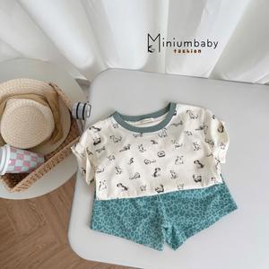 Bộ cộc phối cổ, áo in động vật phối quần da báo