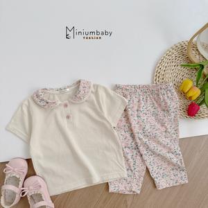 SB2378- bộ cổ sen quần dài phối cổ quần hoa