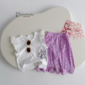 Bộ không tay quần lỡ bé gái không cổ